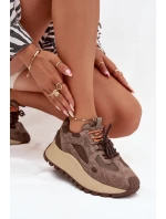 Kožené sneakersy na platformě dámské Big Star SS274627 HI-POLY SYSTEM béžové