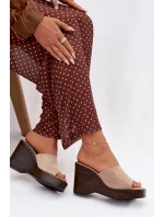 Dámské pantofle na platformě Beżowe Ravelia