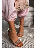 Dámské sandály na podpatku s krystaly Redira šampaňské