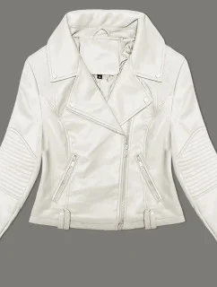 Bunda ramoneska v ecru barvě s asymetrickým zipem J Style (11Z8130)