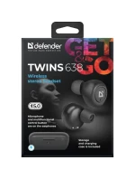 DEFENDER BEZDRÁTOVÁ SLUCHÁTKA S MIKROFONEM "TWS" TWINS 638 ČERNÁ 63638