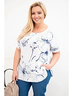 Dámská bavlněná halenka Plus Size s krátkým rukávem a kapsou bílá Dámská bavlněná halenka Plus Size s krátkým rukávem a kapsou bílá