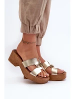 Zazoo 40412 Kožené Elegantní Dámské Žabky S Ozdobou Zlaté