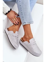 Dámské Pantofle Zdobené Kryštály Na Platformě Šedé Deorani