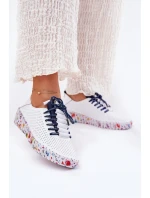 Kožené Polobotky Na Vzorované Platformě Artiker 52C1713 Bílo-Námořnické