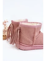 Dětské zateplené sněhule s třásněmi, růžová Mikyla