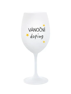 VÁNOČNÍ DOPING - bílá sklenice na víno 350 ml