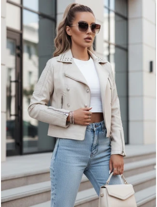 Dámská kožená bunda ramones TRUCCO beige FashionStreet TY4179
