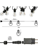 PARTY LIGHT VENKOVNÍ GIRLANDA 10LED 10 ŽÁROVEK 8M 230V