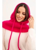 Dámská čepice s kapucí a pleteným vzorem fuchsie