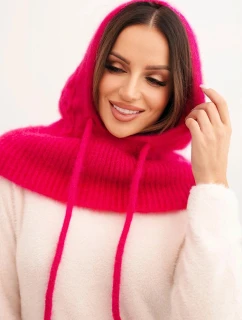 Dámská čepice s kapucí a pleteným vzorem fuchsie