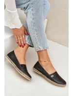 Elegantní Kožené Espadrilky Dámské Zazoo 10177 Černé