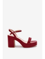 Eko kožené sandály na podpatku bordové Lillita