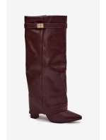 Dámské kozačky na podpatku LQ-69 Vínová - Stephan Paris