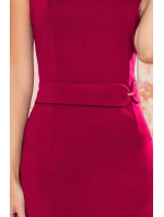 TAMARA - Elegantní dámské midi šaty v bordó barvě s páskem 301-4