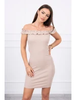 Španělské šaty s volánky béžové Španělské šaty s volánky béžové