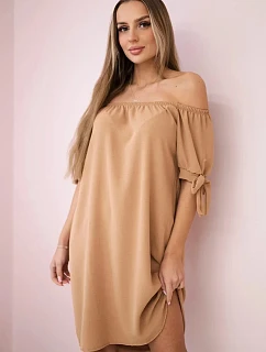 Šaty svázané na rukávech světlý velbloud