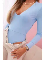 Dámská halenka s dlouhým rukávem a hlubokým výstřihem modrý