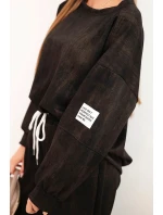 Dámská oversize souprava z viskózy s efektem praní černá