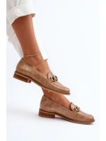 Kožené dámské lakované mokasíny Laura Messi 2760 hnědé