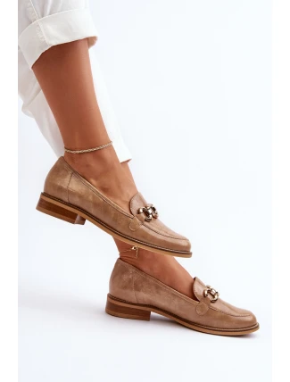Kožené dámské lakované mokasíny Laura Messi 2760 hnědé