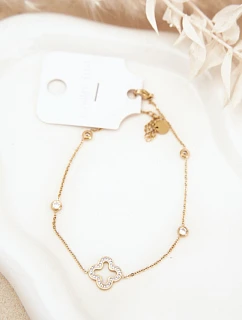 Zlatý náramek na nohu s trojlístkem