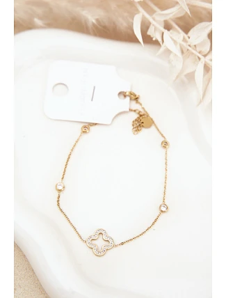 Zlatý náramek na nohu s trojlístkem