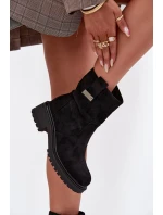 Zateplené dámské kotníkové boty na nízkém podpatku černé Mirellea