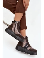 Dámské zateplené kotníkové boty na platformě Vinceza 58562 hnědé