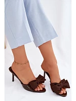 Dámské lodičky na podpatku s mašlí Čokoládové Jelessa