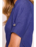 M842 Džínové šaty se záhyby - modré