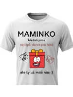 Dámské bavlněné tričko s potiskem - NEJLEPŠÍ DÁREK PRO MAMINKU - bílé 