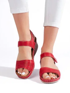 Komfortní dámské sandály červené platforma