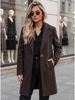 Dámský klasický jednořadý kabát v čokoládové barvě FashionStreet NY0814 Dámský klasický jednořadý kabát v čokoládové barvě FashionStreet NY0814