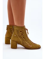 Semišové Provázkové Botky Maciejka 05508-24 Olivově Zelené