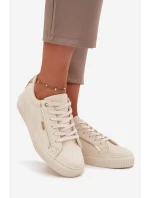 Dámské Tenisky Z Eko Kůže Big Star SS274027 Béžovo-Zlaté