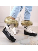 Šněrovací sněhule na platformě s kožešinou Vinceza W JAN262 beige