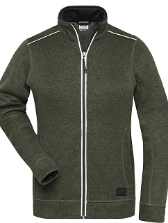 Daiber JN 897 Dámská pracovní pletená fleece bunda - Solid 02.0897 olive melange/black