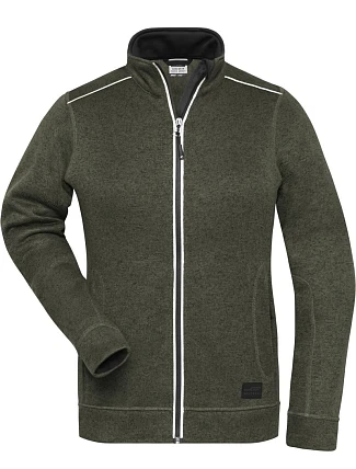 Daiber JN 897 Dámská pracovní pletená fleece bunda - Solid 02.0897 olive melange/black Daiber JN 897 Dámská pracovní pletená fleece bunda - Solid 02.0897 olive melange/black