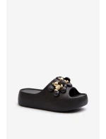 Dámské Piankové Žabky S Ozdobami Na Hrubé Podrážce Černé Bremavia