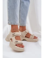 Textilní Lehká Sandály Na Platformě Světle Béžové Deniffia