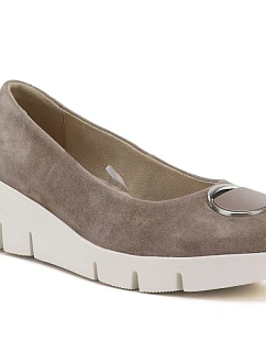 Dámské béžové kožené boty na platformě Vinceza 95412