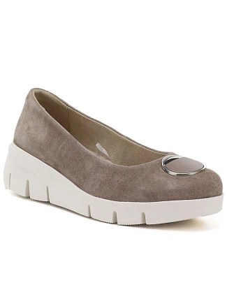 Dámské béžové kožené boty na platformě Vinceza 95412