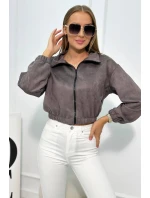 Semišová mikina na zip šedý Semišová mikina na zip šedý