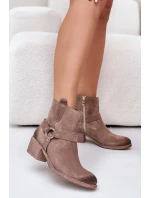 Semišové Zateplené Kotníkové Boty Na Podpatku Béžové Zazoo 60477