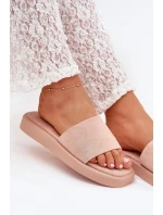 Dámské Pantofle Na Platformě Z Eko Semiše Špinavě Růžové Jorina