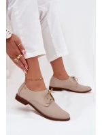 Dámské kožené elegantní šněrovací polobotky Zazoo 4238 béžové