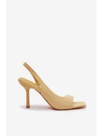 Dámské sandály na podpatku z eko semiše žluté Calvoria