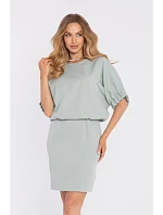 M904 Blůzové šaty s rozparkem na zádech - mint M904 Blůzové šaty s rozparkem na zádech - mint