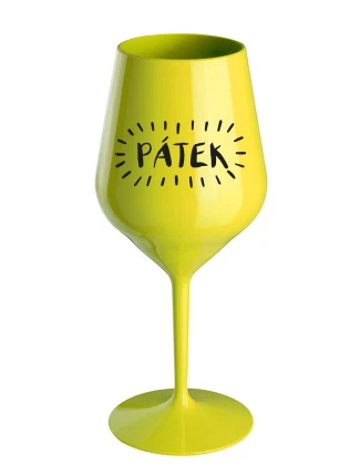 PÁTEK - žlutá nerozbitná sklenice na víno 470 ml